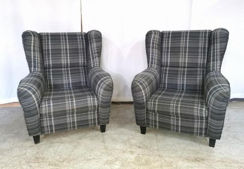 mooie set van twee landelijke geruit stoffen fauteuil zetels, Huis en Inrichting, Zetels | Zetels en Chaises Longues, Gebruikt
