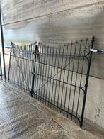 Zeer mooi vol smeedijzeren dubbel hek of poort met pinnen, Tuin en Terras, Tuinhekken en Hekwerk, Ophalen, Gebruikt, IJzer, Tuinhek
