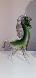 Murano groen glazen paard 25 cm hoog, Ophalen of Verzenden