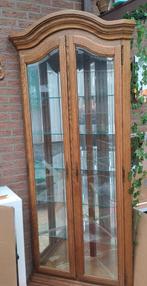 Meuble vitrine de coin en chêne, Comme neuf, Enlèvement, Chêne, Avec tablette(s)