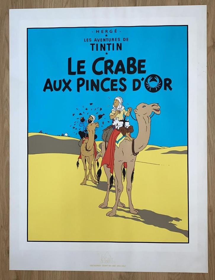 Zeefdruk De krab met de gouden klauwen, Verzamelen, Posters, Gebruikt, Overige onderwerpen, A1 t/m A3, Rechthoekig Staand, Ophalen of Verzenden