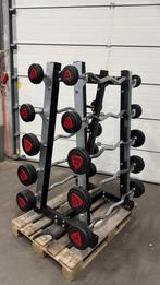 Ziva Vaste Ez Barbells 10kg t/m 45kg + Technogym Opbergrek, Ophalen, Gebruikt, Halterstangen