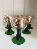 6 wijnglazen op groene voet, Antiek en Kunst, Antiek | Glaswerk en Kristal, Ophalen of Verzenden