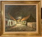 Schilderij avondsteeg met oude huisjes van Frans De Beule, Antiek en Kunst, Ophalen
