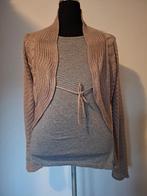 Kiabi gebreid kort vestje met opengewerkt patroon, Verzenden, Beige, Maat 46/48 (XL) of groter, Zo goed als nieuw