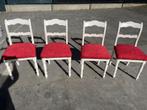 4 Retro stoelen nieuw bekleed, mooi op kinderkamer, Huis en Inrichting, Stoelen, Wit, Zo goed als nieuw, Hout, Ophalen
