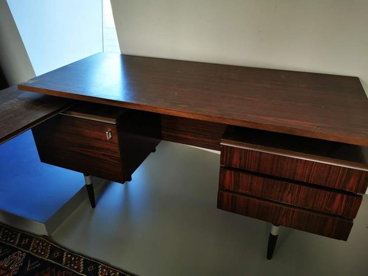 Vintage bureaumeubel jaren 60 met extra verrijdbaar werkblad, Antiek en Kunst, Antiek | Kantoor en Zakelijk, Ophalen