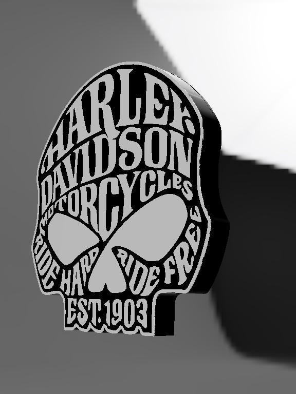 Zeer unieke Harley Davidson Flame Skull reclamebak., Verzamelen, Merken en Reclamevoorwerpen, Ophalen of Verzenden