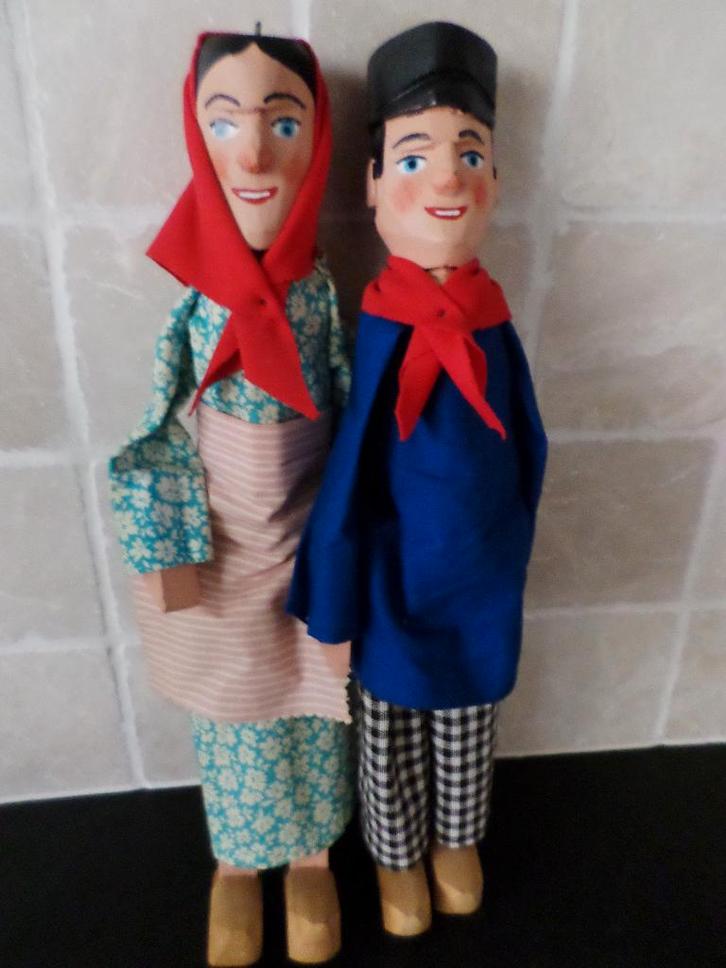Houten poppen boer en boerin, Verzamelen, Beelden en Beeldjes, Zo goed als nieuw, Ophalen of Verzenden