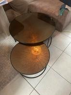 Bruine salontafels, Huis en Inrichting, Tafels | Salontafels, 50 tot 100 cm, 50 tot 75 cm, Rond, Zo goed als nieuw
