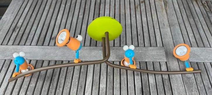 Philips Birdy plafondlamp 4 spots kinderen, Huis en Inrichting, Lampen | Plafondlampen, Gebruikt, Glas, Kunststof, Metaal, Ophalen of Verzenden