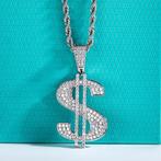 Hip Hop Dollar hanger met 158 Moissanite stenen – 925 Zilver, Autres représentations, Avec pierre précieuse, Argent, Argent