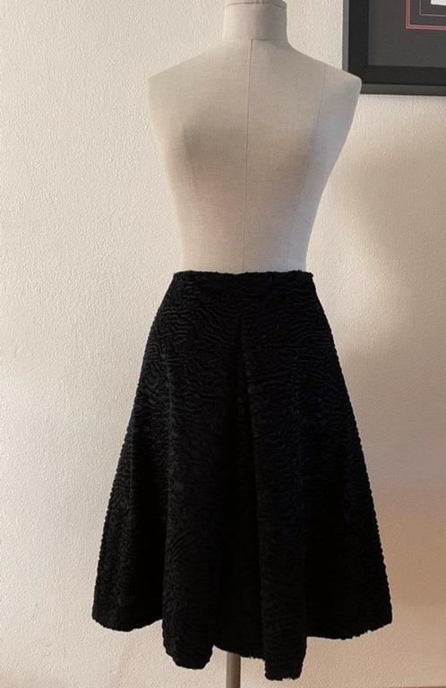 Zwarte A-lijn rok (Astrakan) 'S Max Mara - 46 -, Kleding | Dames, Rokken, Zo goed als nieuw, Maat 46/48 (XL) of groter, Zwart