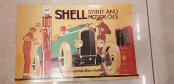 Plaque publicitaire vintage Shell Spirit and Motor Oils
