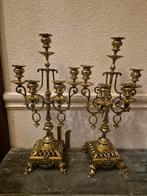 Koppel kandelaars messing., Antiek en Kunst, Ophalen of Verzenden, Koper of Brons