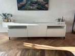 Ikea Besta tv meubel wit incl glasplaat, Huis en Inrichting, Ophalen, 150 tot 200 cm, Scandinavisch, Zo goed als nieuw