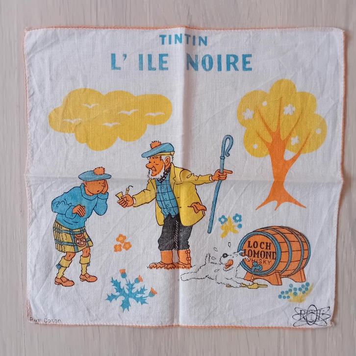 Zeldzame zakdoek van Kuifje ORTF, Verzamelen, Stripfiguren, Gebruikt, Gebruiksvoorwerp, Kuifje, Ophalen of Verzenden