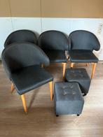 Lot de 4 chaises + 2 poufs, Maison & Meubles, Cinq, Six Chaises ou plus, Utilisé, Enlèvement ou Envoi, Tissus