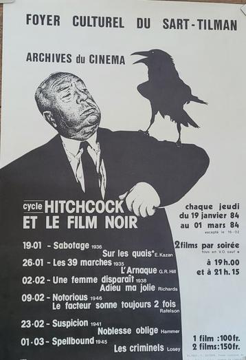 RaRE-Affiche originale 1984 -Cycle Hitchcock ET LE FILM NOIR beschikbaar voor biedingen