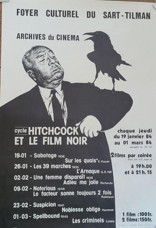RaRE-Affiche originale 1984 -Cycle Hitchcock ET LE FILM NOIR, Verzamelen, Posters, Zo goed als nieuw, Ophalen of Verzenden