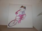 Décoration murale grenouille à vélo - 50 x 50, Comme neuf, Enlèvement