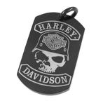 Harley Davidson Skull zwart stalen dog tag, Handtassen en Accessoires, Ophalen of Verzenden, Nieuw, Zwart, Overige materialen