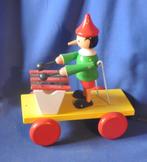 jouet en bois a tirer vintage Pinocchio et xylophone, Enlèvement ou Envoi, Utilisé, Jouet à Rouler ou à Bascule