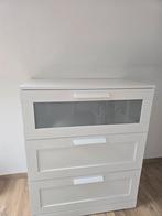 IKEA dressoir met 3 lades — wit met glazen lade, Huis en Inrichting, Ophalen of Verzenden, Zo goed als nieuw, Glas