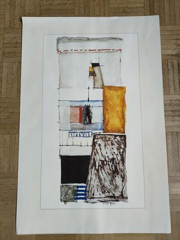 Abstracte zeefdruk compositie 'privat' Bruno Haas beschikbaar voor biedingen