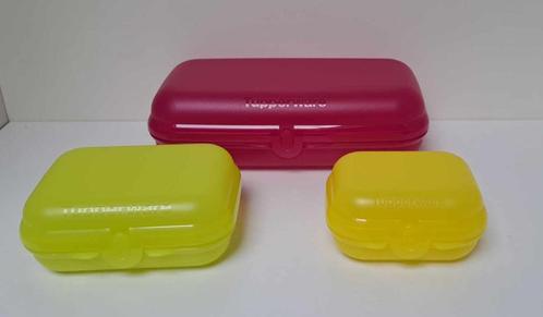 Tupperware Eco Lunchbox + Snack Medium & Small, Maison & Meubles, Cuisine| Tupperware, Neuf, Boîte, Jaune, Violet, Enlèvement ou Envoi
