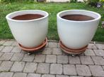 Pot céramique diam. 50cm + soucoupe et plateau à roulettes, Ophalen