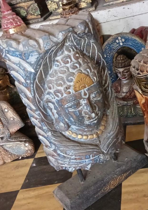 visage de bouddha sur pic sculpté sur tronc, Maison & Meubles, Accessoires pour la Maison | Statues de Bouddha, Neuf, Enlèvement ou Envoi