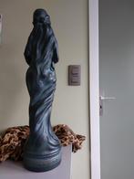 Groot beeld Art Nouveau stijl vrouw met bloemen in gips 77cm, Ophalen