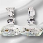 2 Vintage Val Saint Lambert Cristal Candlestick, Antiek en Kunst, Ophalen, Kristal