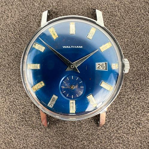 Waltham Vintage horloge - blauwe wijzerplaat, Handtassen en Accessoires, Horloges | Antiek, Polshorloge, Overige merken, Staal