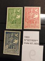 Timbres-poste de Belgique de 1953** (MNH), Non oblitéré, Enfants, Gomme originale, Envoi