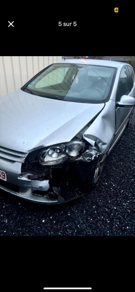 Golf 5 accidenté, Autos, Volkswagen, Particulier, Golf, Diesel, Euro 4, Autre carrosserie, 3 portes, Boîte manuelle, Argent ou Gris