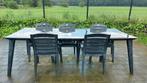 Tuinset: tafel met 5 stoelen, Tuin en Terras, Tuintafels, Kunststof, Gebruikt, Rechthoekig, Ophalen