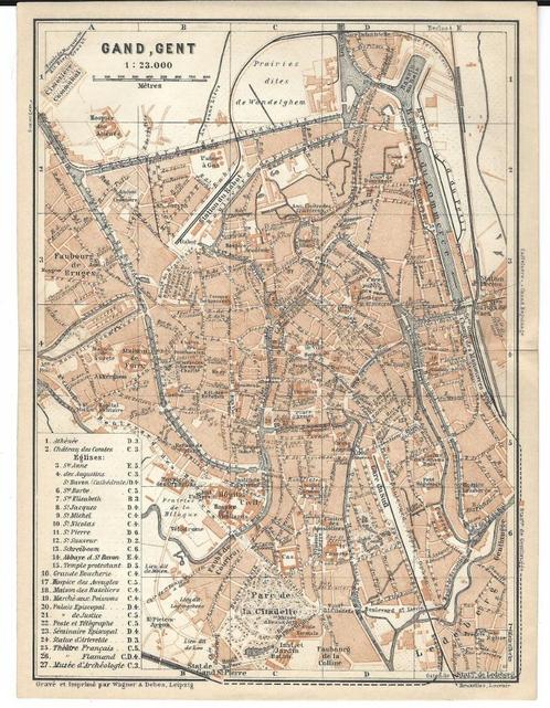 1905 - Gent Stadsplan, Livres, Atlas & Cartes géographiques, Belgique, Envoi