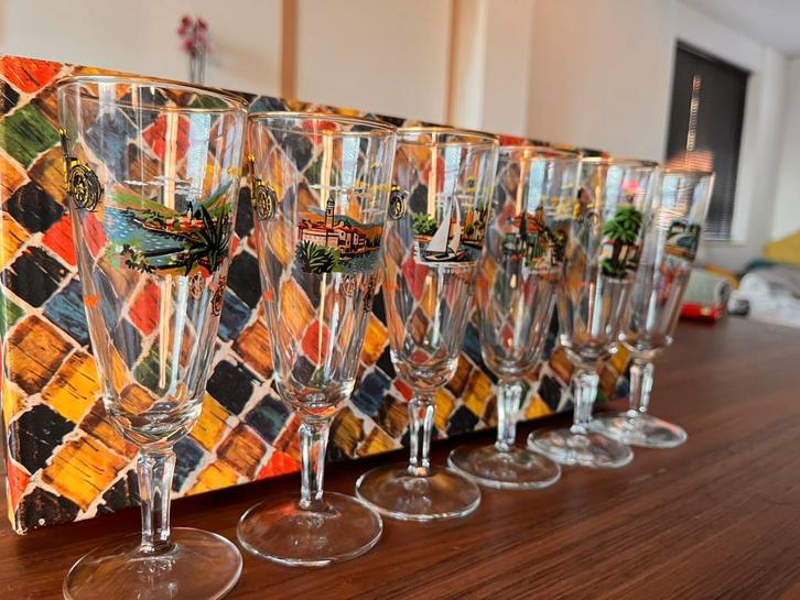 Vintage Champagneglazen – Chevrolet Royal 1914 – Set van 6, Verzamelen, Glas en Drinkglazen, Zo goed als nieuw, Overige typen