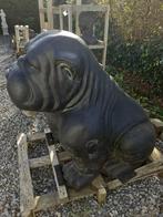 Groot gepatineerd stenen beeld (de bulldog), Tuin en Terras, Ophalen, Nieuw, Overige materialen, Dierenbeeld