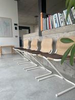 Vintage stoelen beige canvas - bruin lederen kussen, Ophalen, Gebruikt, Bruin, Retro vintage bauhaus