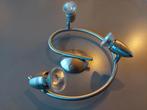 Inox spiraal lamp met 3 halogeenspots, Zo goed als nieuw, Ophalen