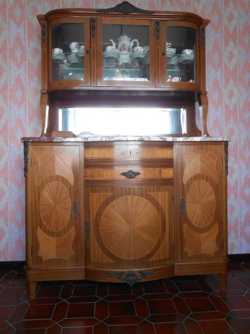 ZEER OUD ANTIEK MARQUETERIE MEUBEL MET VITRIEN, Antiek en Kunst, Curiosa en Brocante, Ophalen