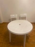 Chaise de jardin blanche avec table, Comme neuf, Plastique, Pliant
