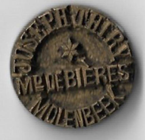 Unieke oude stempel JOSEPH THIRY MD DE BIERES MOLENBEEK, Verzamelen, Biermerken, Ophalen of Verzenden