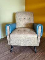 Vintage jaren '60 fauteuil, kunstleder en stof, Huis en Inrichting, Fauteuils, Ophalen, Zo goed als nieuw, Stof, Vintage