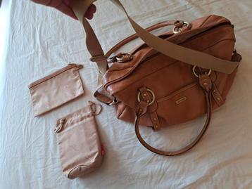 Storksak lederen luiertas camel, Enlèvement, Comme neuf, Sac d'épaule
