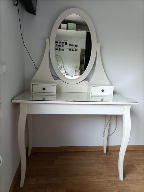 HEMNES Toilettafel met spiegel, wit, 100x50 cm, Huis en Inrichting, Bureaus, Gebruikt, Stabureau, Ophalen