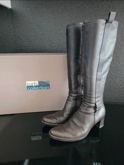 Mooie lederen laarzen met hak, Torfs collectie, maat 38, Kleding | Dames, Schoenen, Gedragen, Hoge laarzen, Bruin, Ophalen of Verzenden
